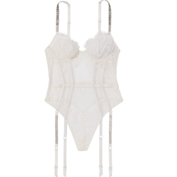 Victoria's Secret Other - New! Victoria's Secret Very Sexy Shine Strap Lace Teddy w/ Garters 4033